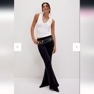 Free People Penny Pull-On Flare Jeans In The Shade Black Size 27 Retro
